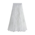 Autumn Winter Korean Elastic Waistband Fashionable All Matching Slimming Mesh Stitching Irregular Asymmetric Mid Length High Waist Skirt