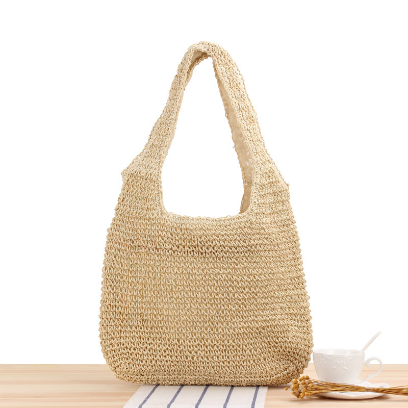 Shoulder Straw Bag Mori Hand Woven Bag Casual Large Capacity Beach Bag