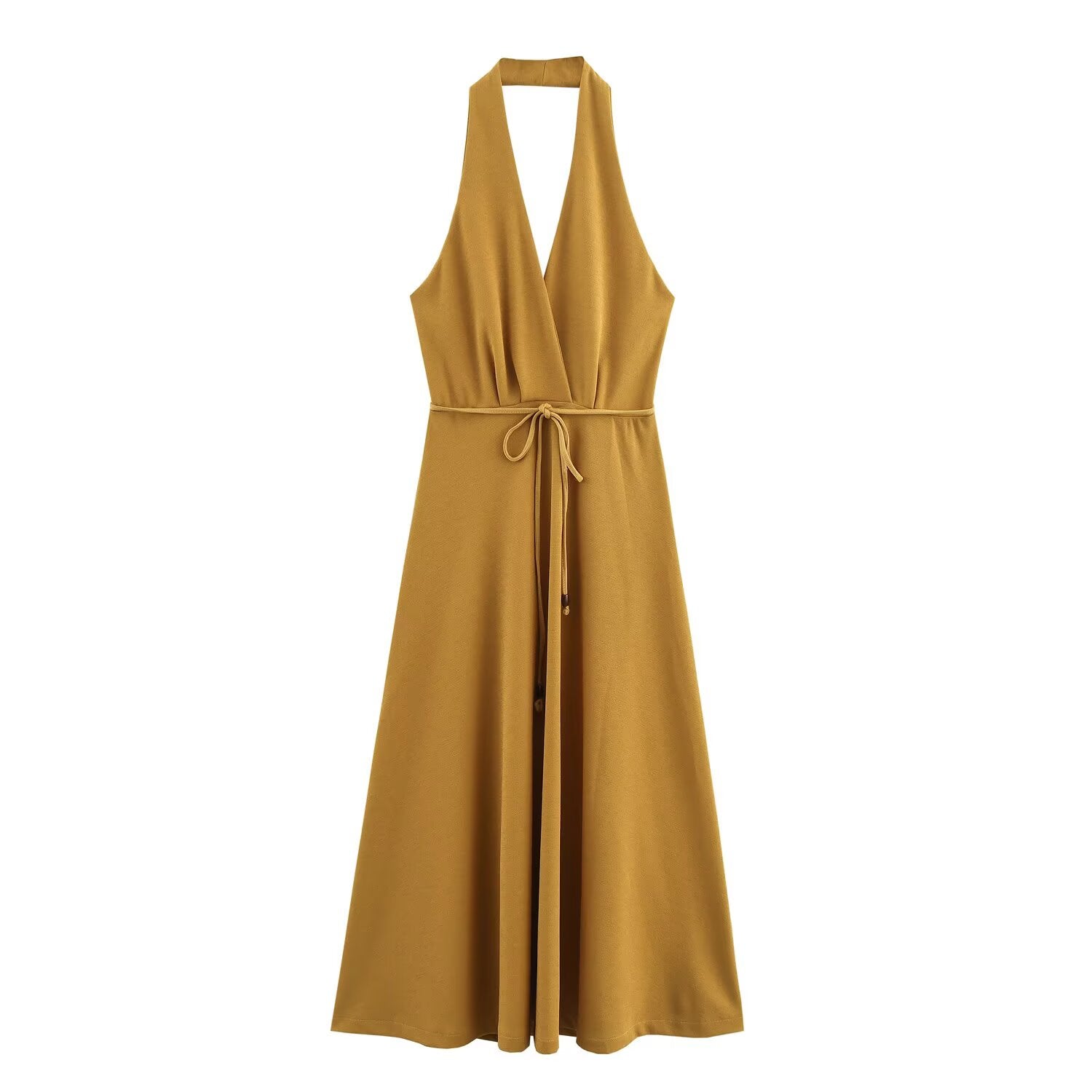 Women Clothing at Series Belt Hanging Collar Backless Dress