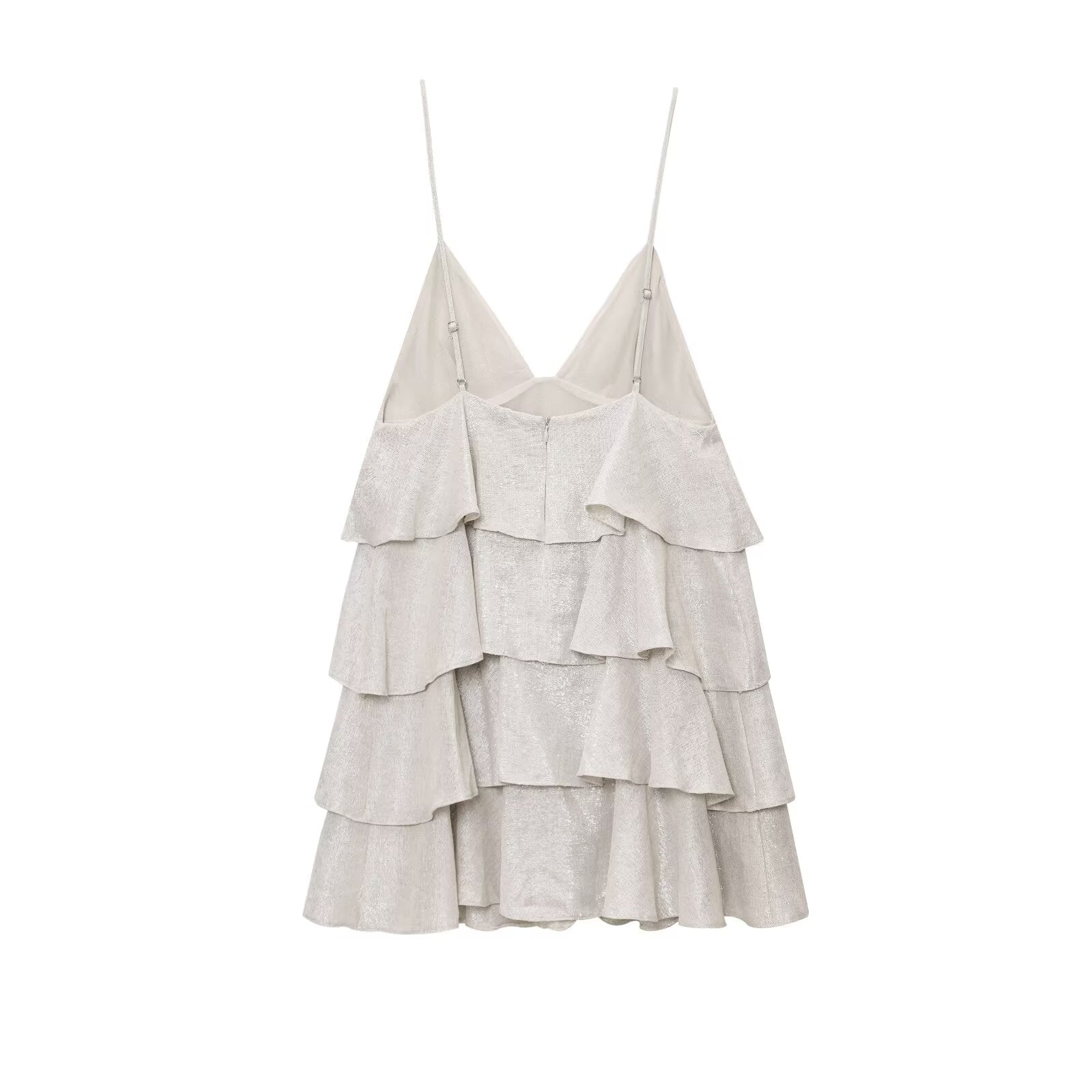 Women Laminated Decoration Short Sling Dress