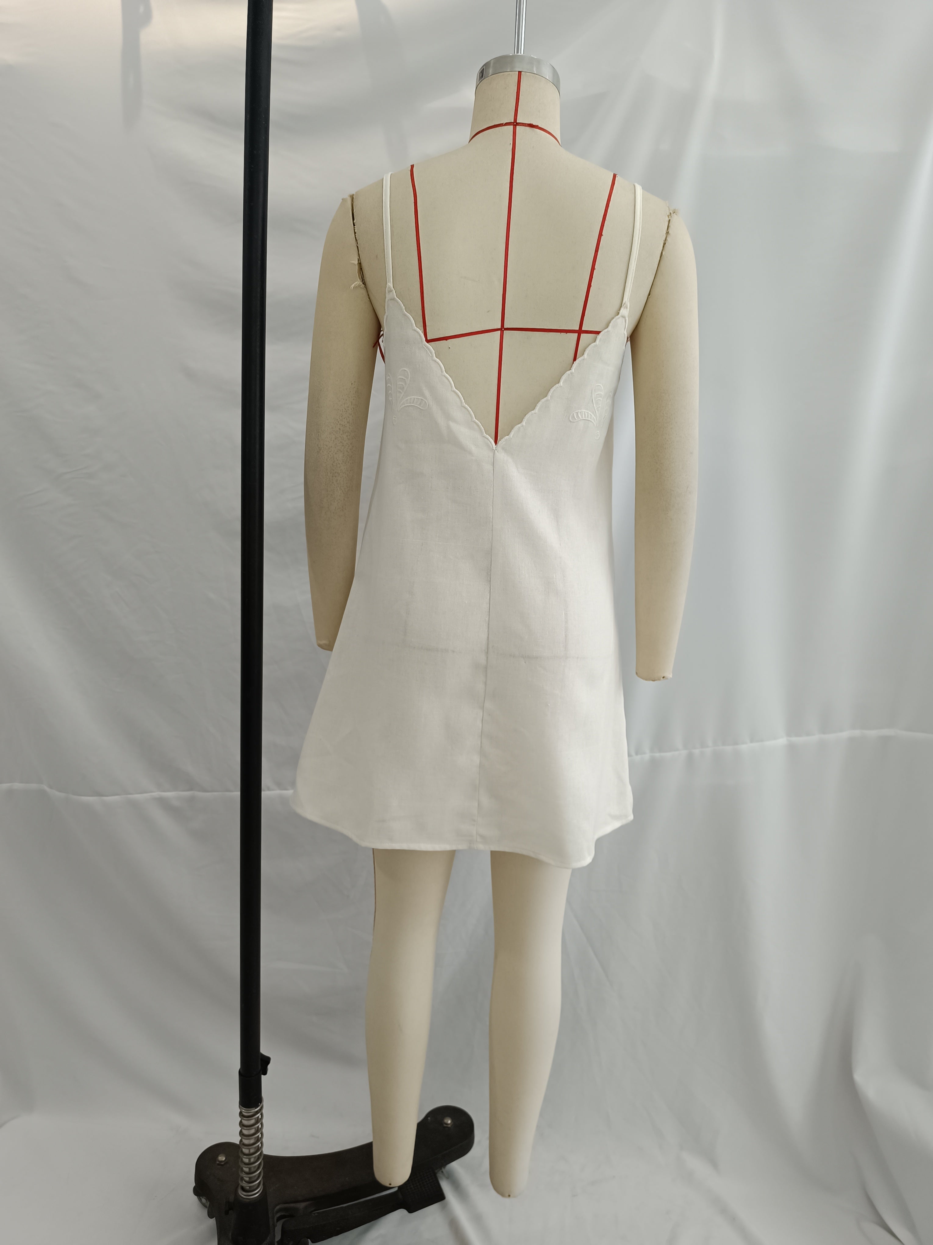 Women Clothing Women Hollow Out Cutout Embroidered Strap Dress