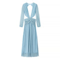 Beach Vacation Sexy Dress Women Summer Cropped Outfit Solid Color Seaside Atmosphere Maxi Dress