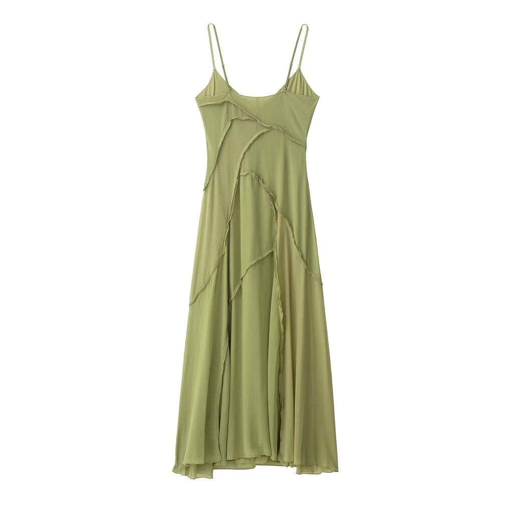 Women Clothing Draping Effect Stitching Dress
