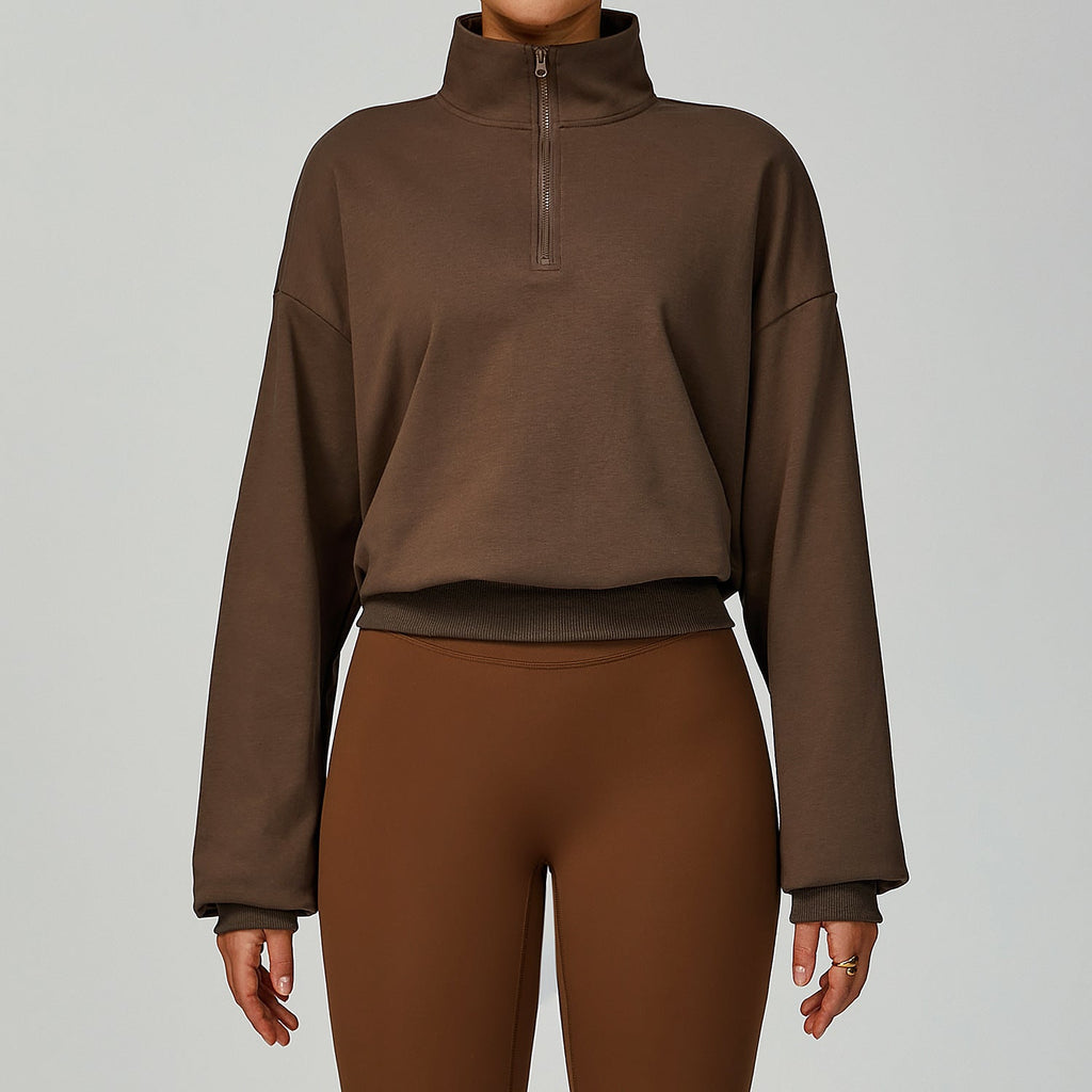 Autumn Winter Zipper Sweater Casual Loose Windproof Warm All Matching Sweater Women Running Fitness Sportswear
