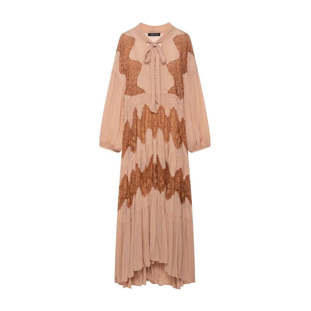 Dress Autumn Graceful Bow Stitching Lace Dress