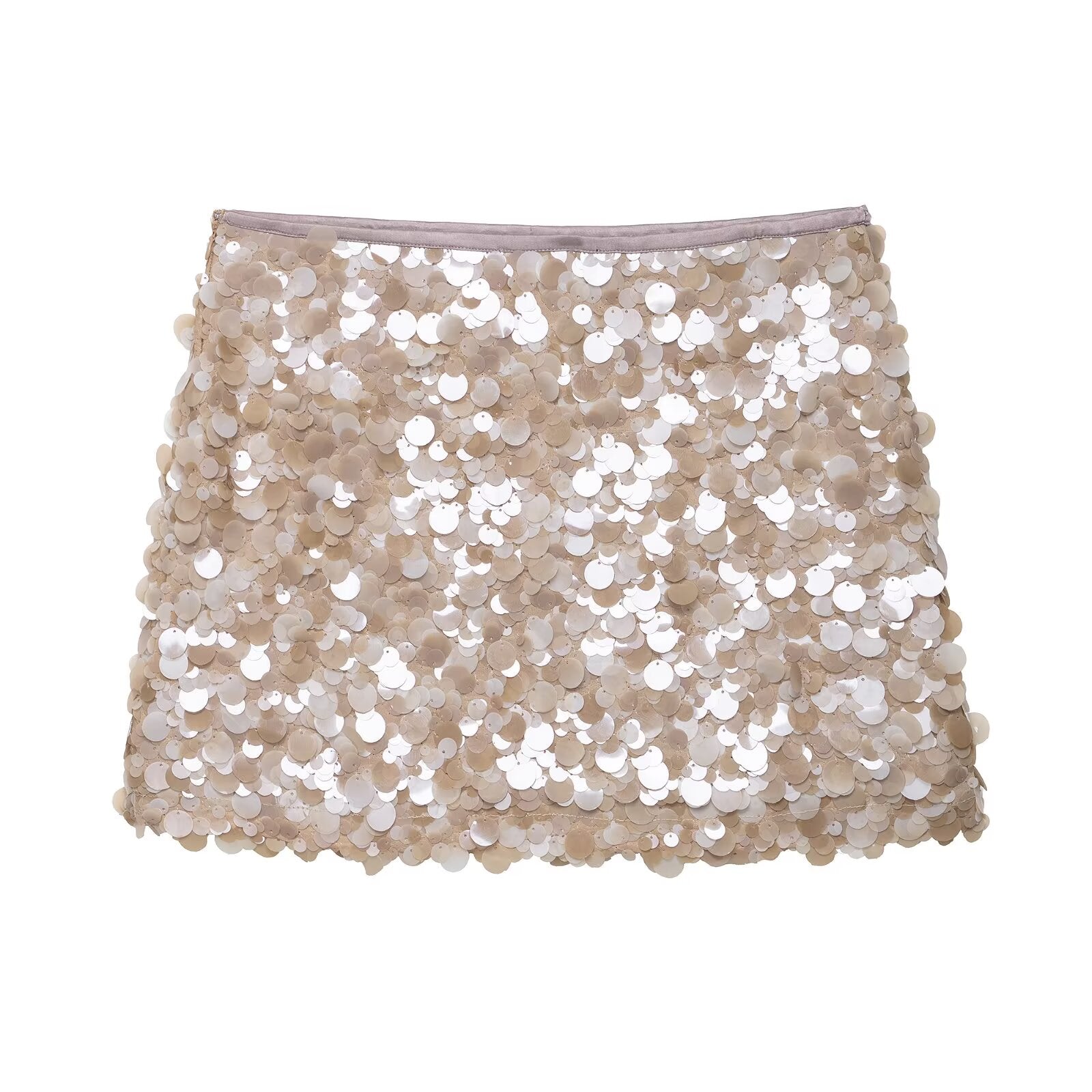 Women Clothing Spring Sequ Design A line High Waist Mini Skirt