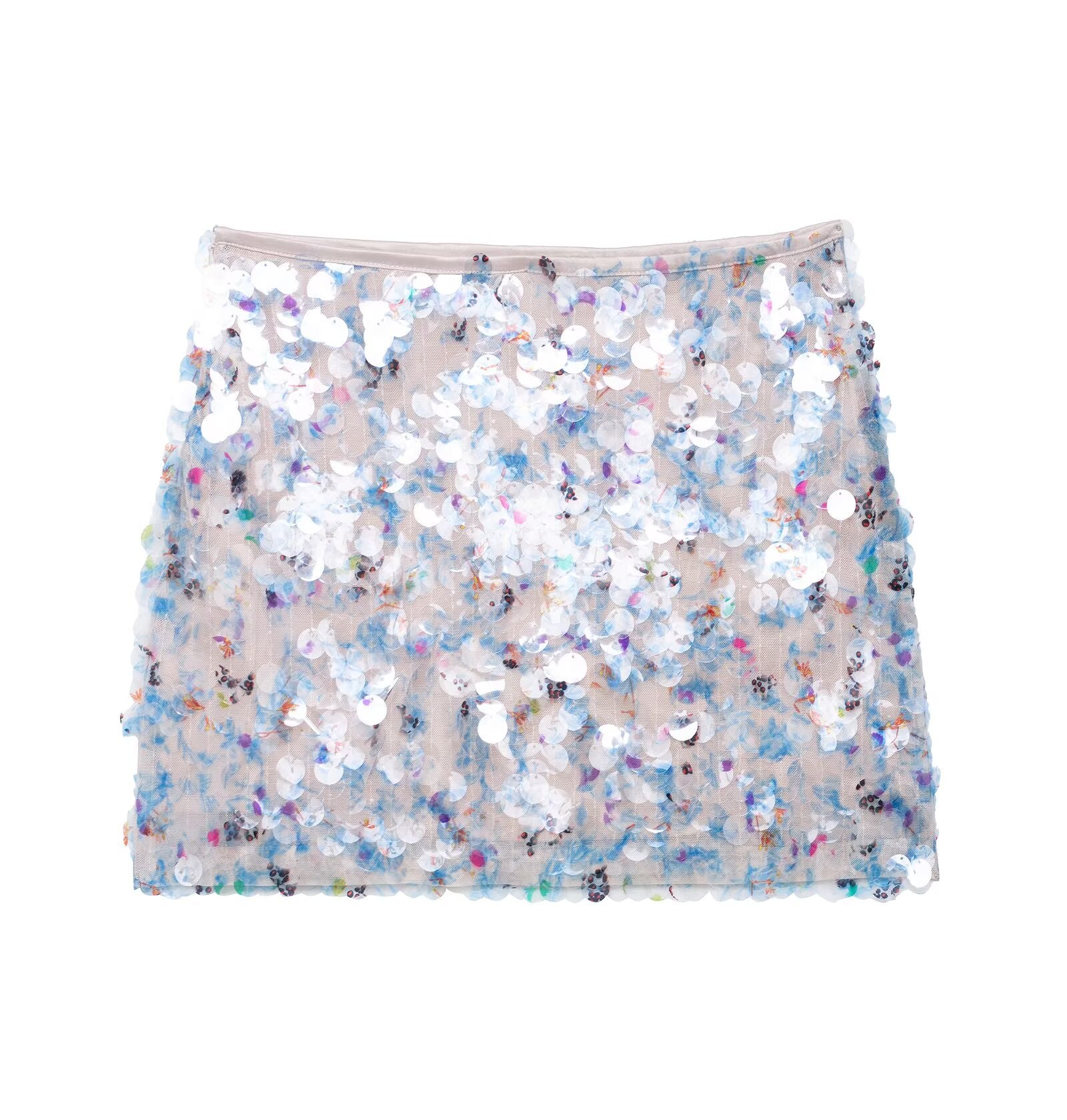 Women Clothing Spring Sequ Design A line High Waist Mini Skirt