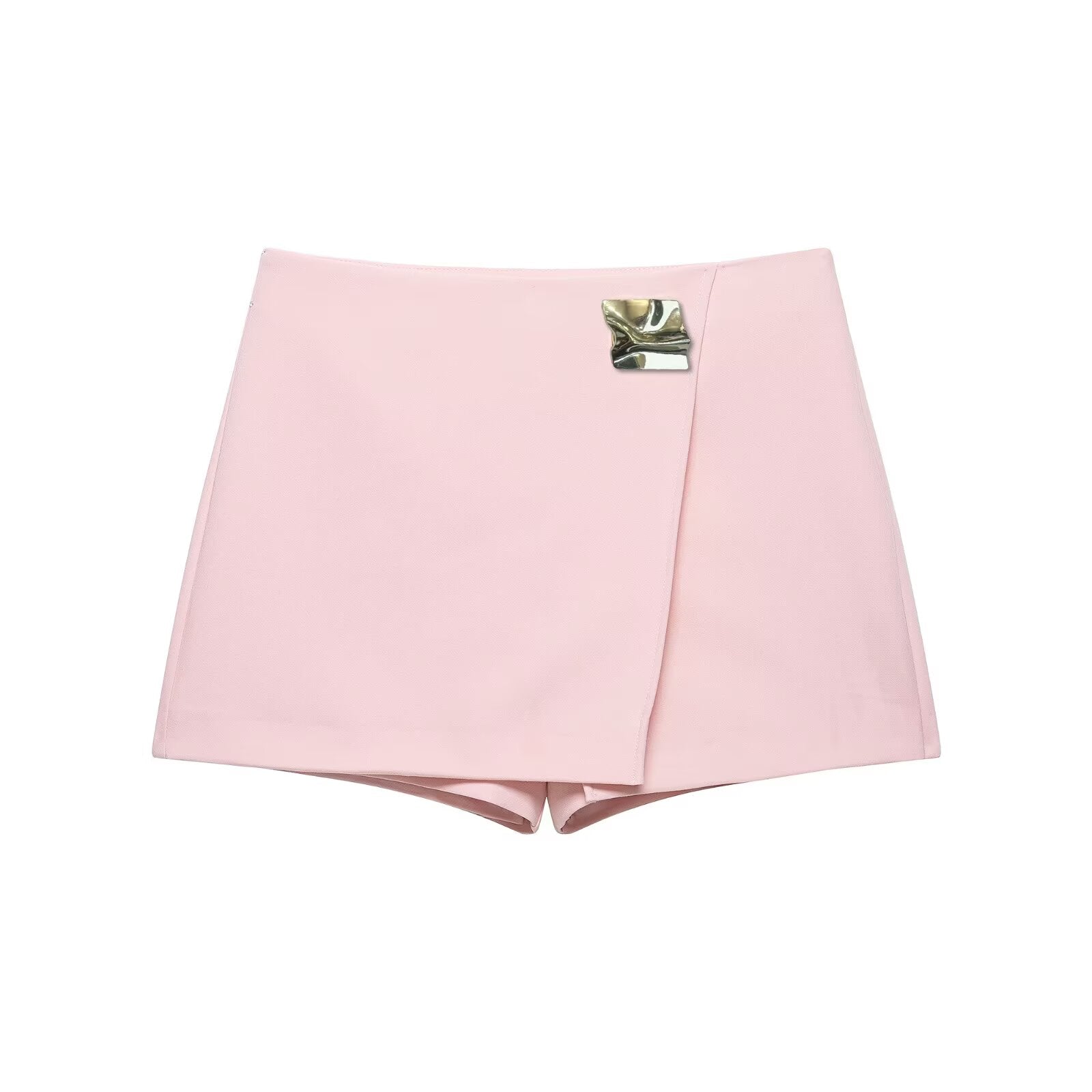 Women Clothing Spring Summer Asymmetric Metal Decoration High Waist Culottes