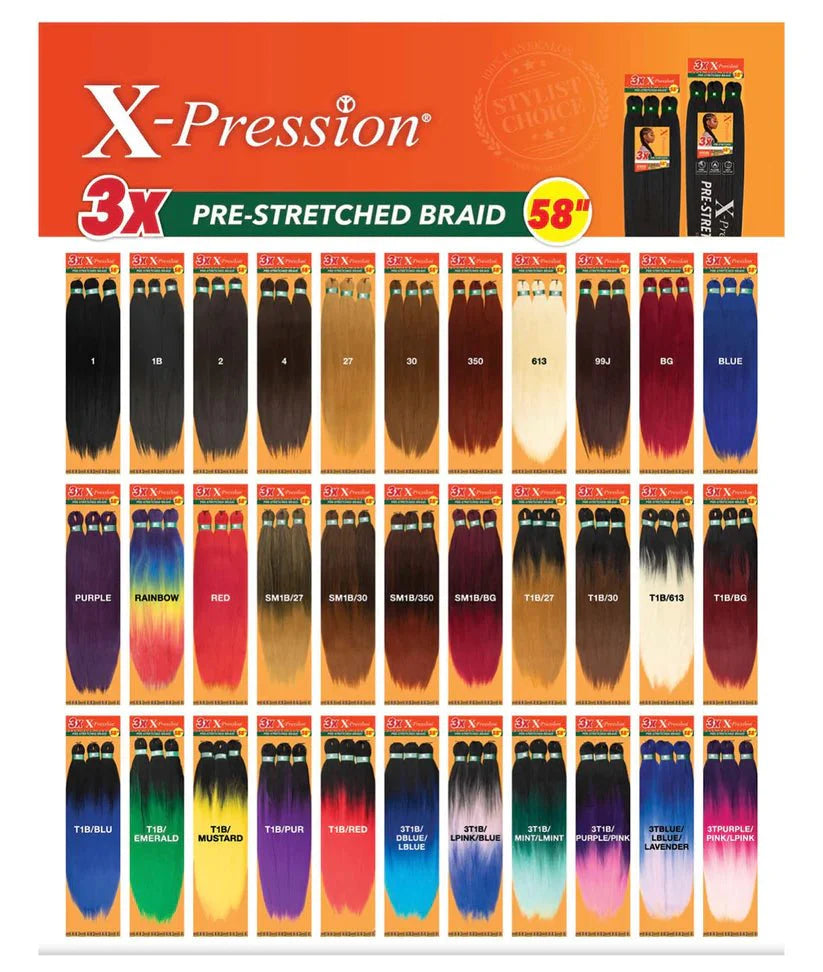 X-Pression 2X Pre-Stretched Braiding Hair Extensions 48 in - Choose Color
