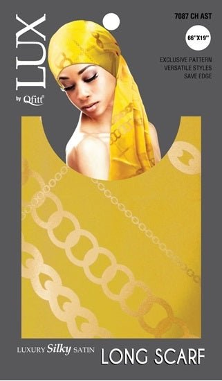 Lux by Qfitt Silk Long Scarf with Chain
