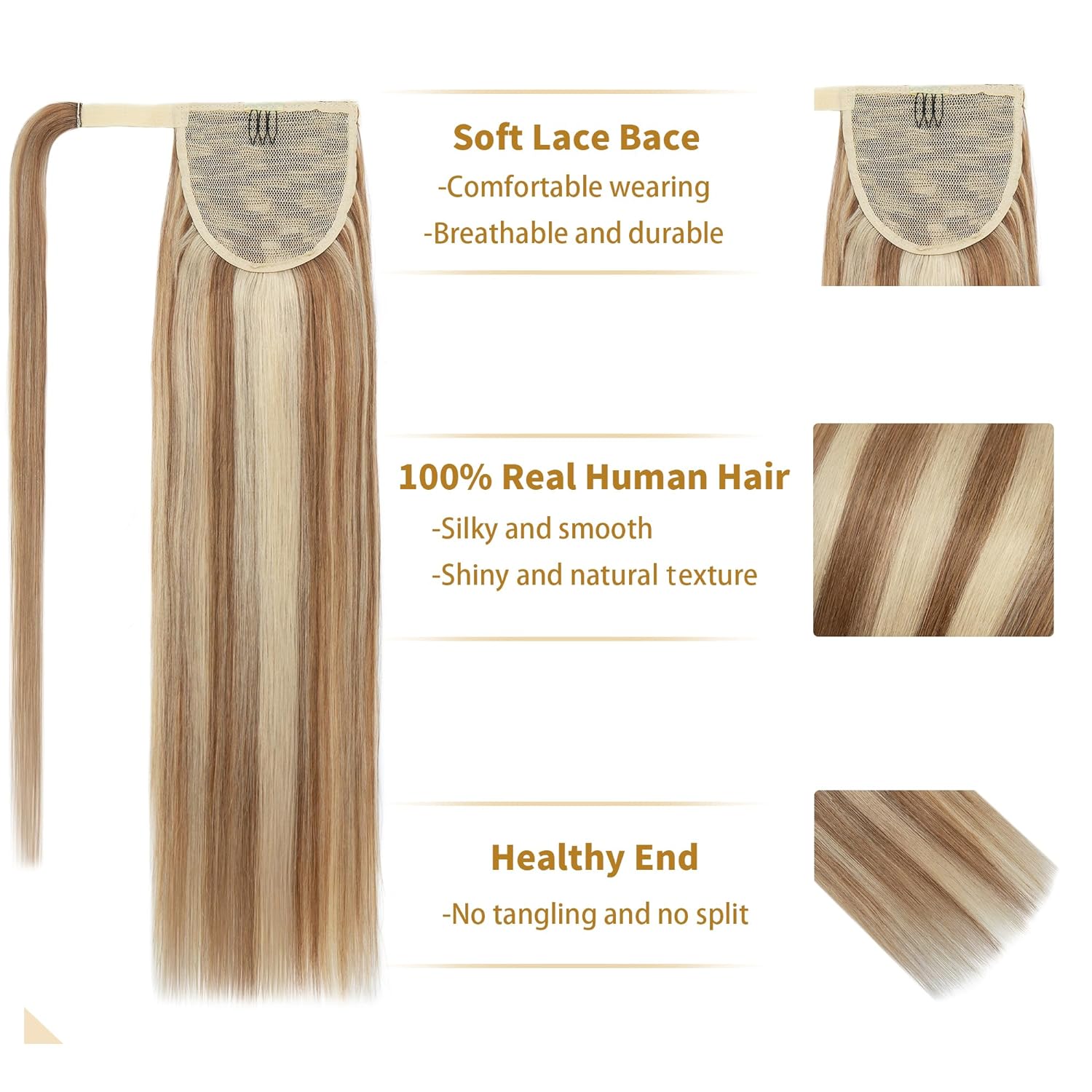 VIP Ponytail Silky 18" 100% Human Hair Extension - Choose Color