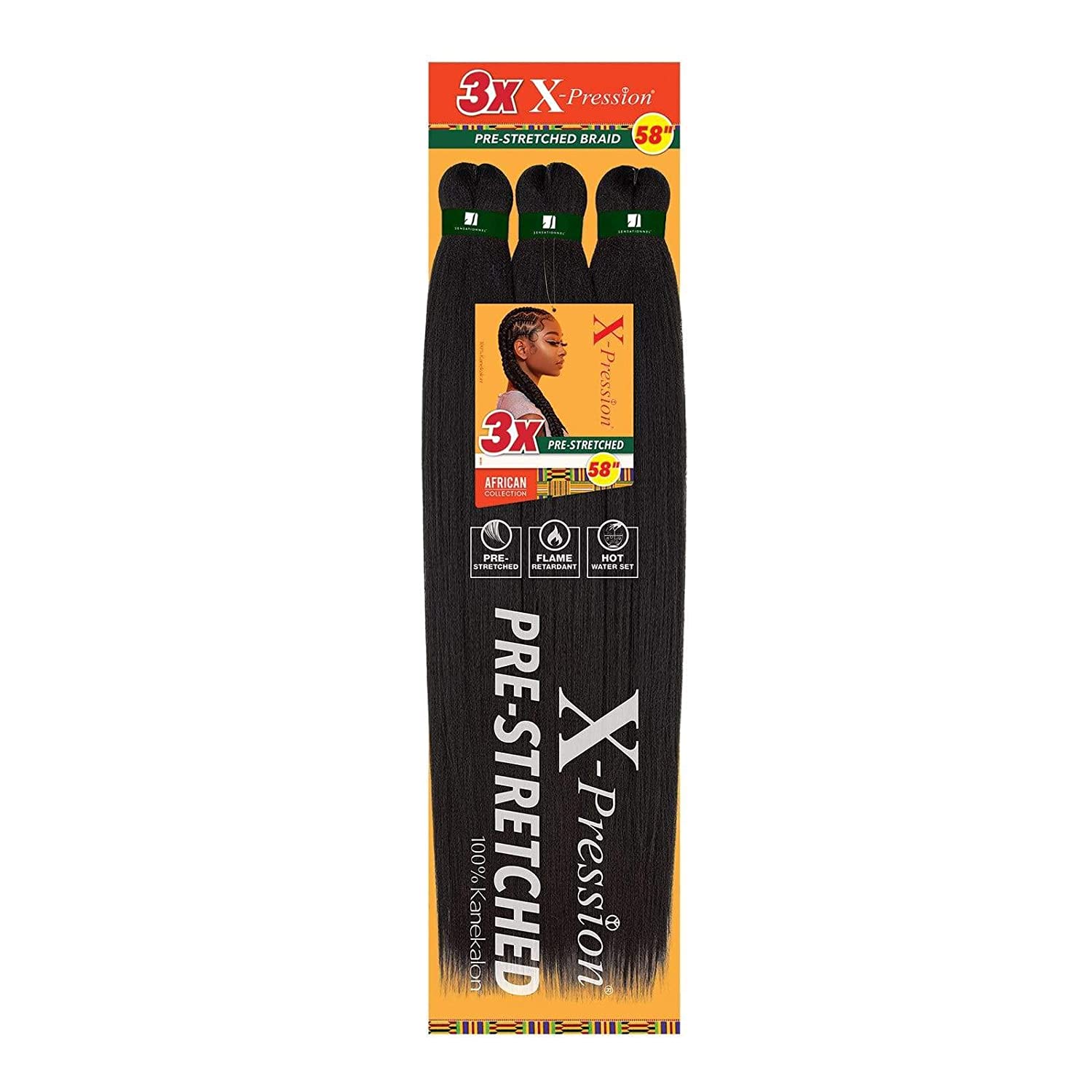 X-Pression 3X Pre-Stretched Braiding Hair Extensions 58 in - Choose Color