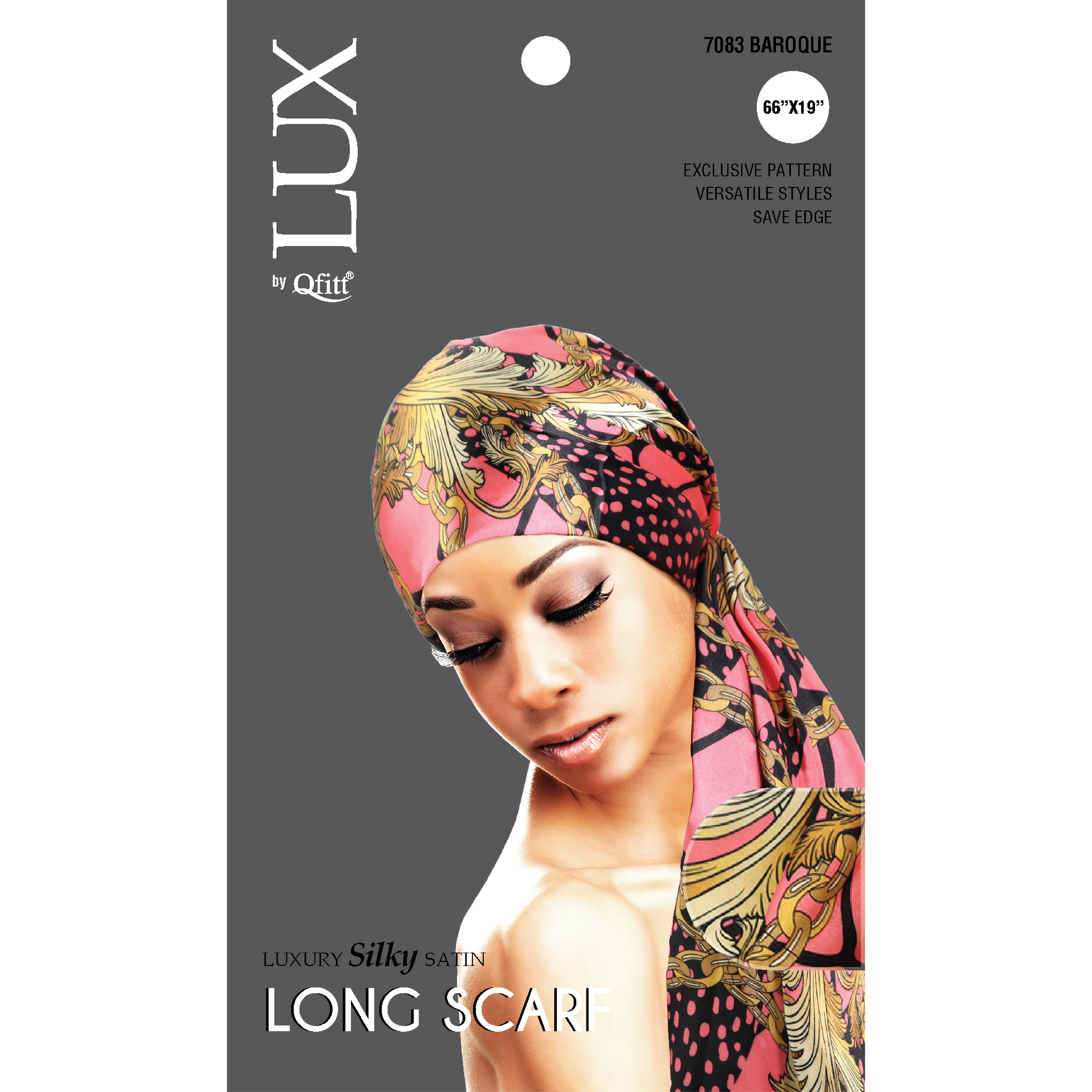Lux by Qfitt Silk Long Scarf with Chain