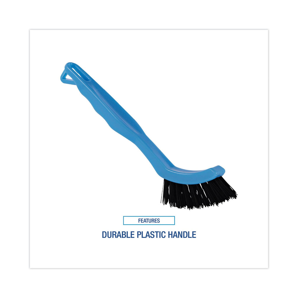 Boardwalk Grout Brush, Black Nylon Bristles, 8.13" Blue Plastic Handle