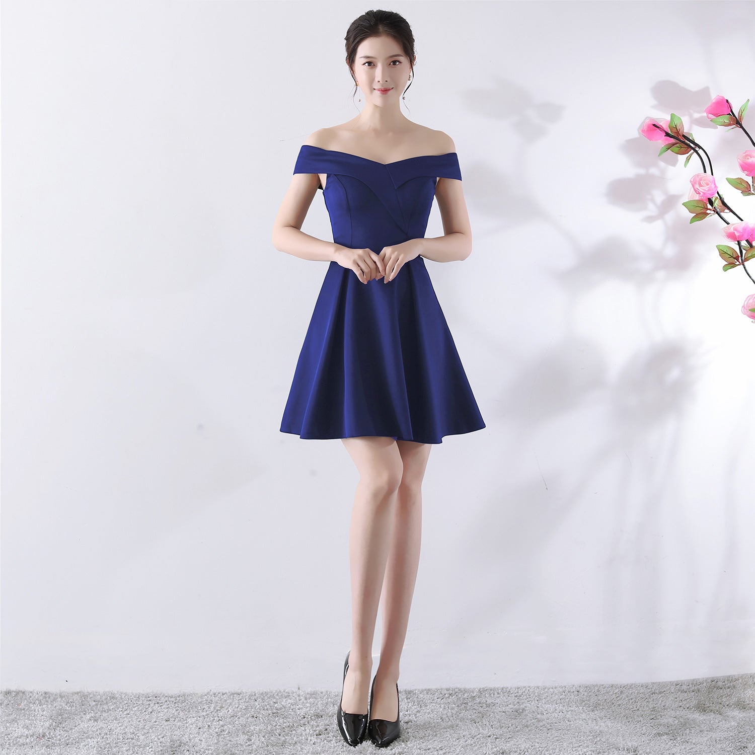 Toast Dress Bride Spring Wedding Summer Red Short off Shoulder Wedding Dress