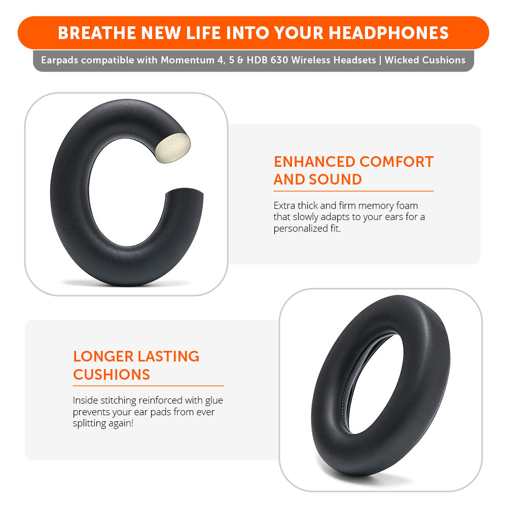 Sennheiser Momentum 4, 5 & HDB 630 Earpads - WC PadZ Momentum 4, 5 & HDB 630