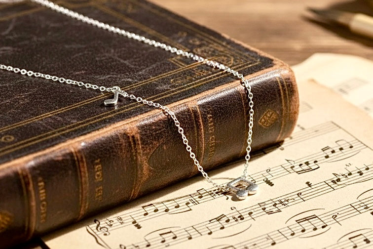 Silver Music Note Necklace music lover aficionado band member music teacher 925 sterling silver Elegant Modern Womans Girls Jewelry