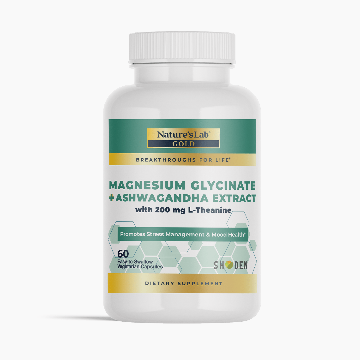 Nature's Lab Gold Magnesium + Ashwagandha with L-Theanine - 60 Capsules