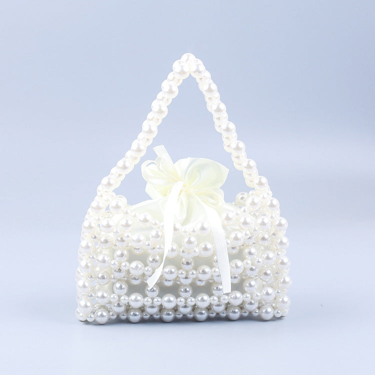 Trendy Best Silver Electroplated Hand Woven Acrylic Street Shooting Casual All Match Beaded Handbag