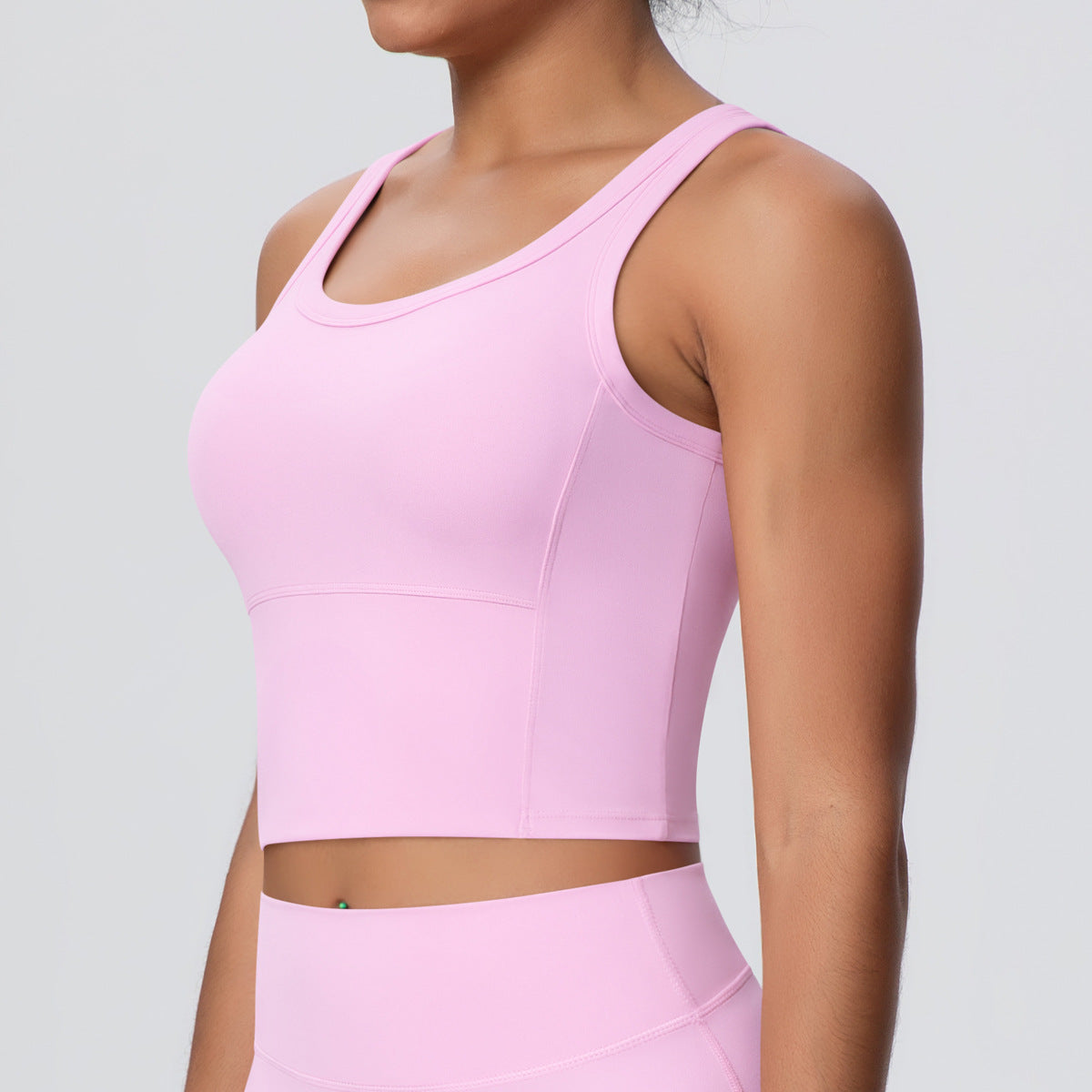 Solid Color Nude Feel Skin Friendly Yoga Jacket with Chest Pad Workout Bra Beauty Back Fitness Vest Sports Underwear for Women