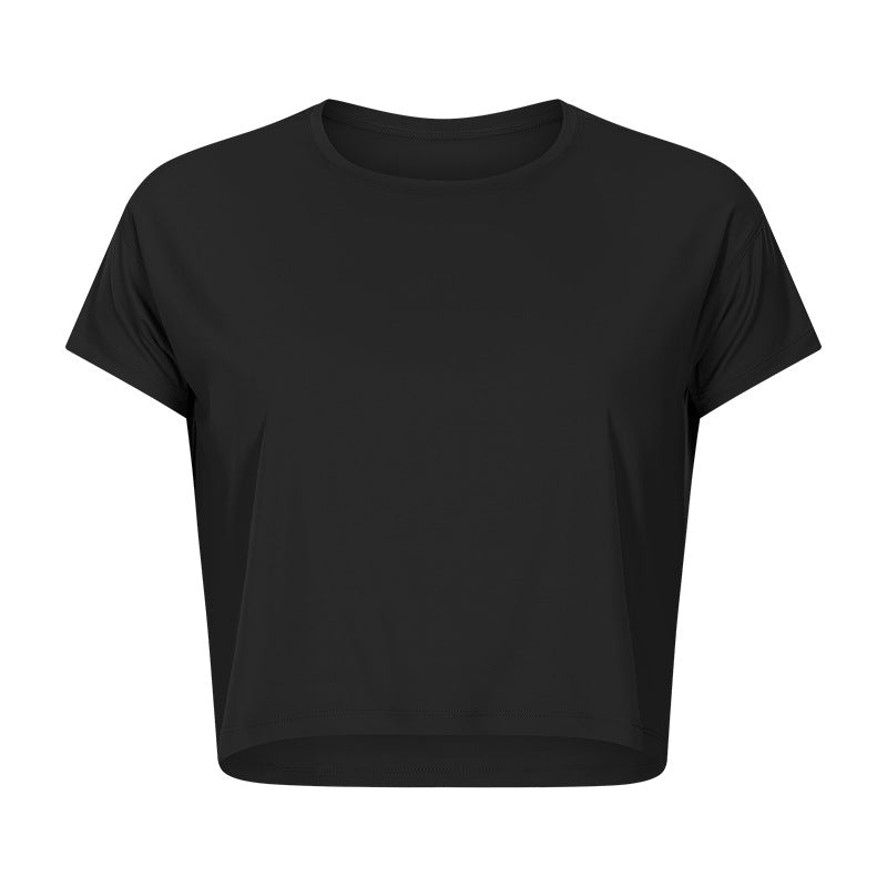 Sexy Cropped Yoga T shirt Women Quick Drying Loose Breathable Outdoor Sports Workout Clothes