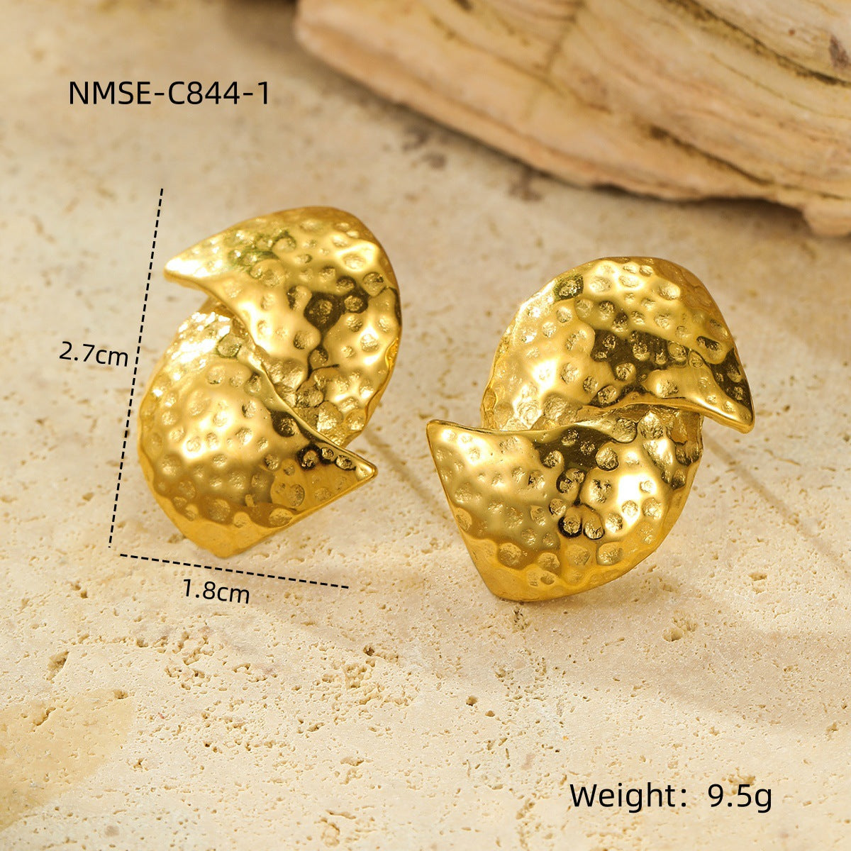 Texture Stainless Steel Earrings Retro High-Grade Hollow Out Cutout 18K Gold Titanium Steel Earrings Ornament