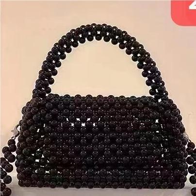 Summer Large Imitation Pearl Pillow Portable Crossbody Shoulder Bag Handmade Beaded Weave Casual Trend