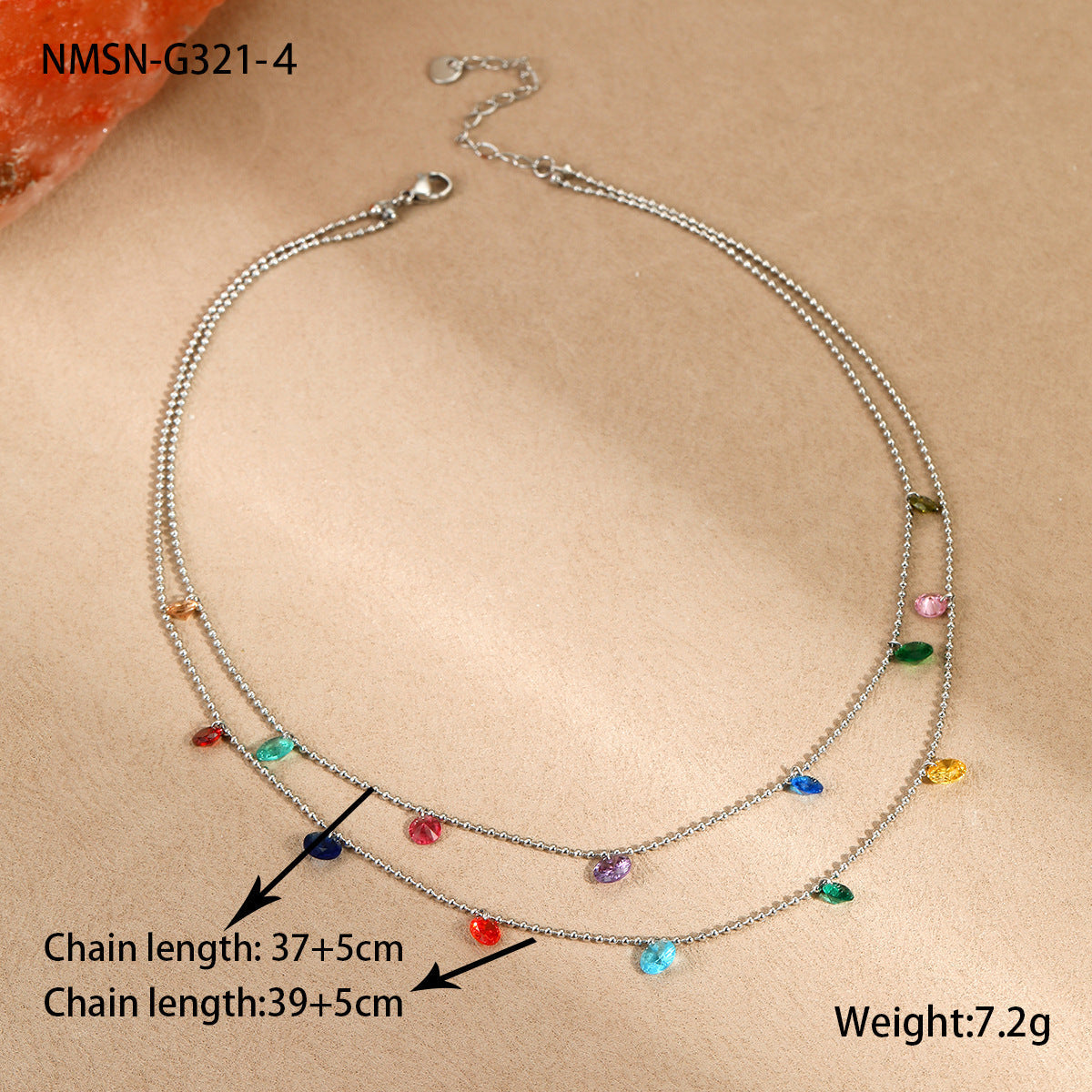 Titanium Steel Necklace Light Luxury Minority Color Zircon Multi Layer Twin Necklace Does Not Fade 18K Gold Plating Necklace