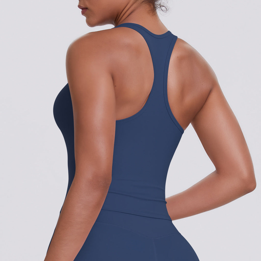Solid Color Sanding H Shaped Beauty Back Sports Vest Women Tight Quick Dry Casual Running Fitness Top Yoga Clothes