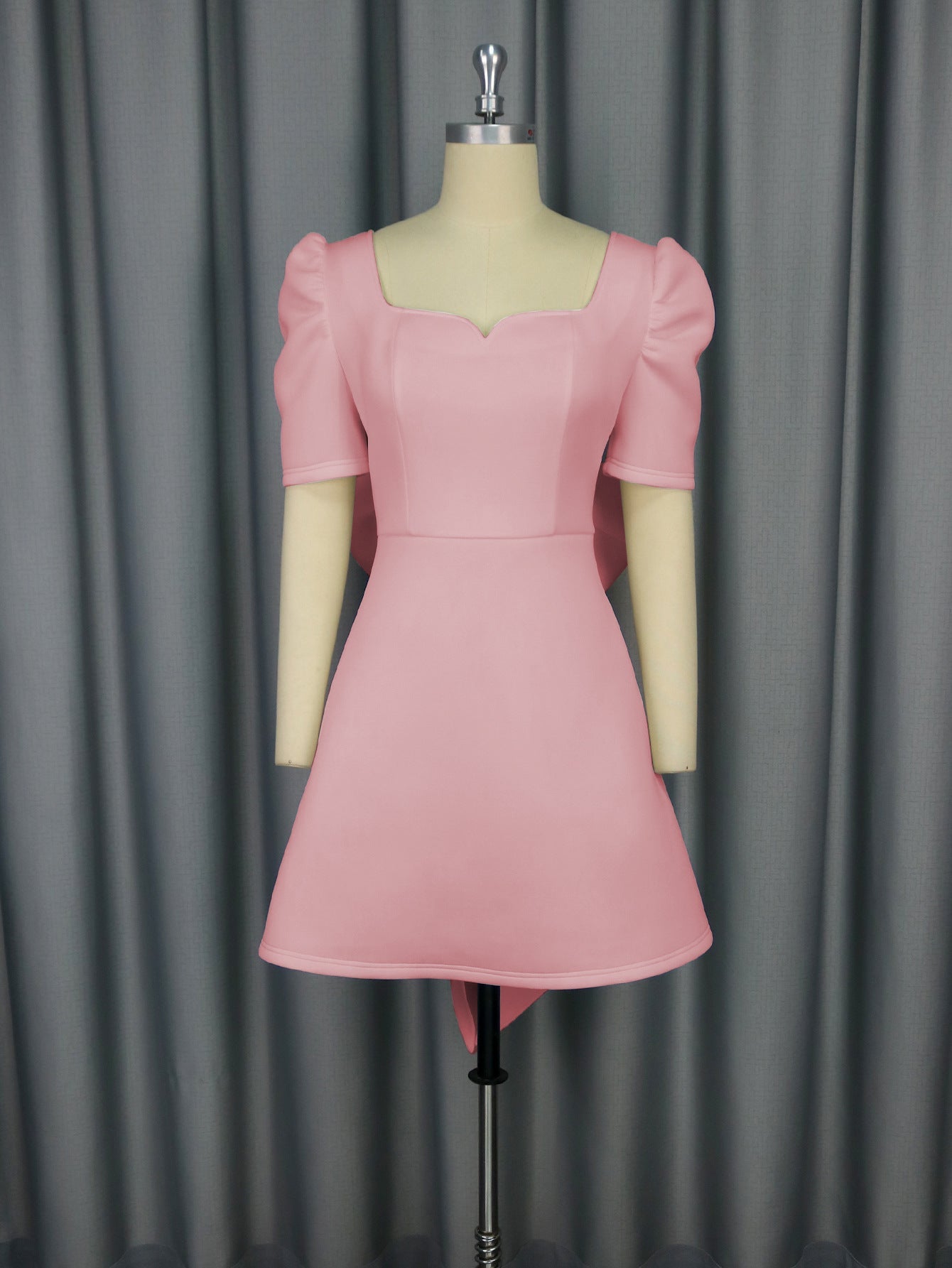 Summer Elegance Square Collar Dress Party Cocktail Bow Backless Graduation Dress