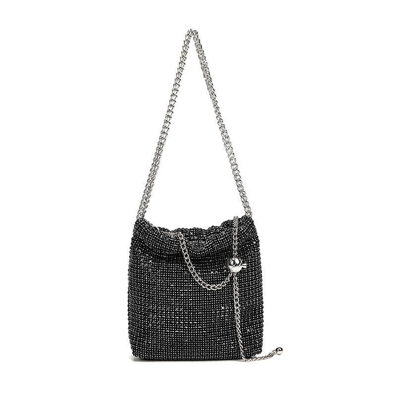 Rhinestone Full Diamond Small Golden Balls Shoulder Bag Diamond Embedded Dinner Messenger Bag for Women