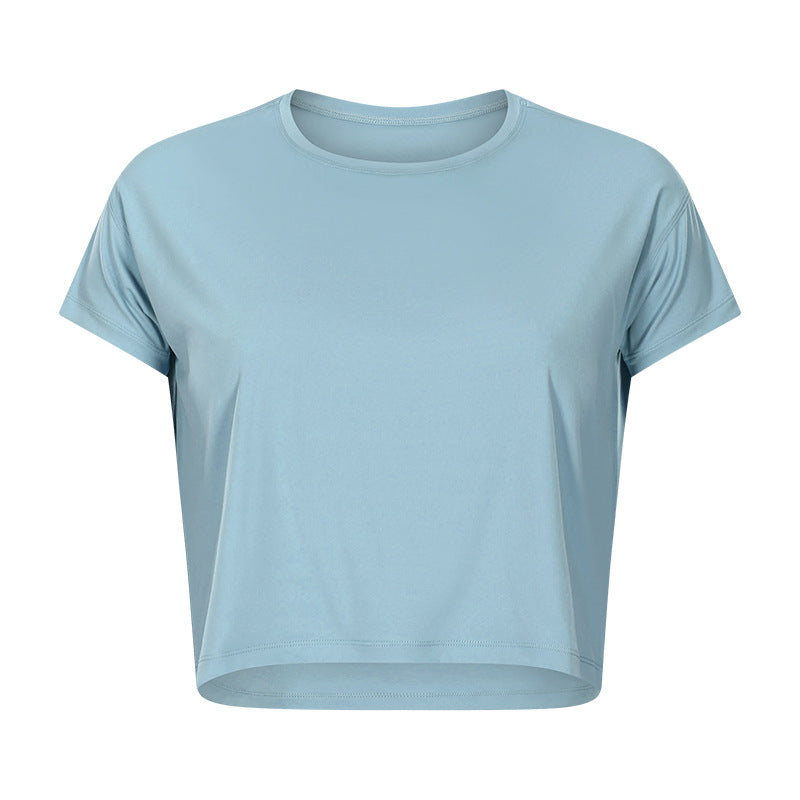 Sexy Cropped Yoga T shirt Women Quick Drying Loose Breathable Outdoor Sports Workout Clothes