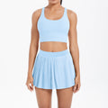 Yoga Wear Sexy Beauty Back Sports Bra Anti Exposure Breathable Tennis Skirt Tight Culottes Fitness Set Women