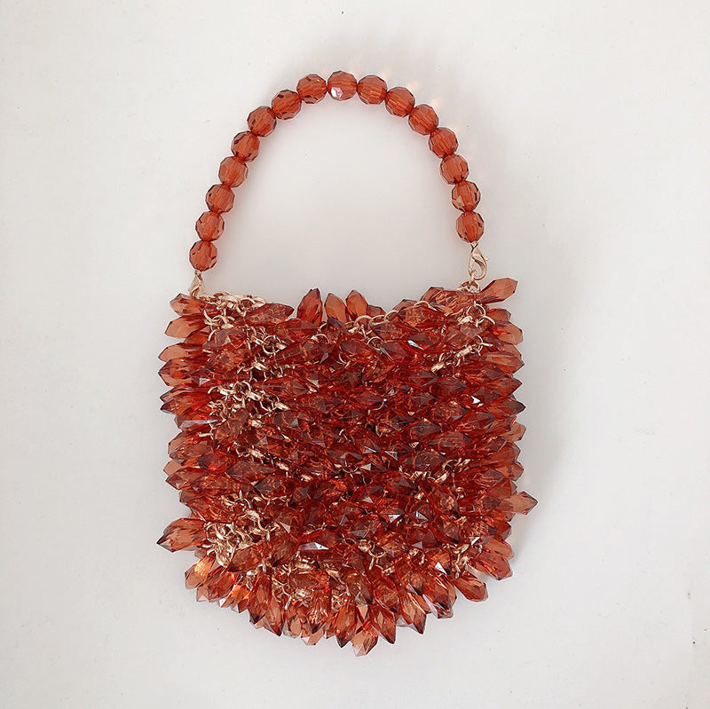 Transparent Crystal Handmade Bag Luxury Handbag Women Handmade Acrylic Bead Water Drop Handbag