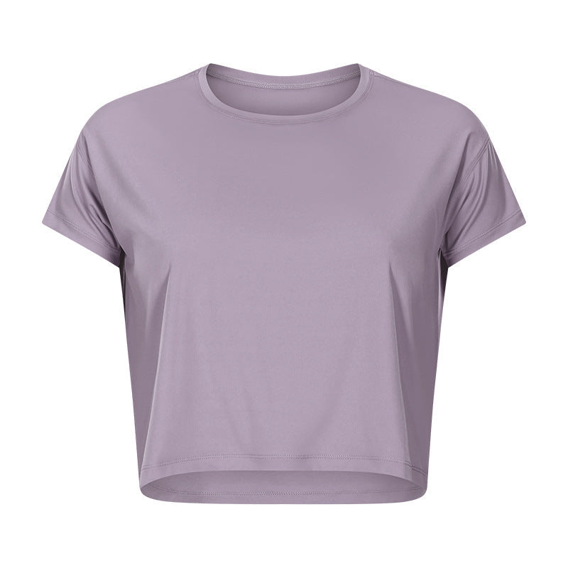 Sexy Cropped Yoga T shirt Women Quick Drying Loose Breathable Outdoor Sports Workout Clothes