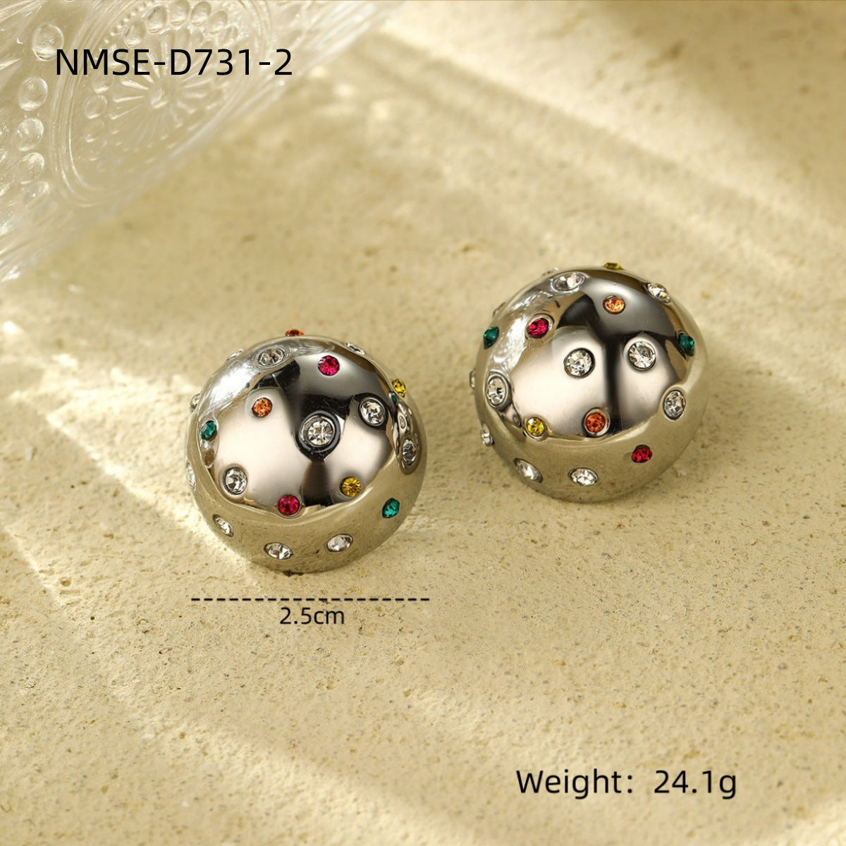 Temperamental Minority Personality Super Earrings Stainless Steel Color Zircon round High Grade Earrings