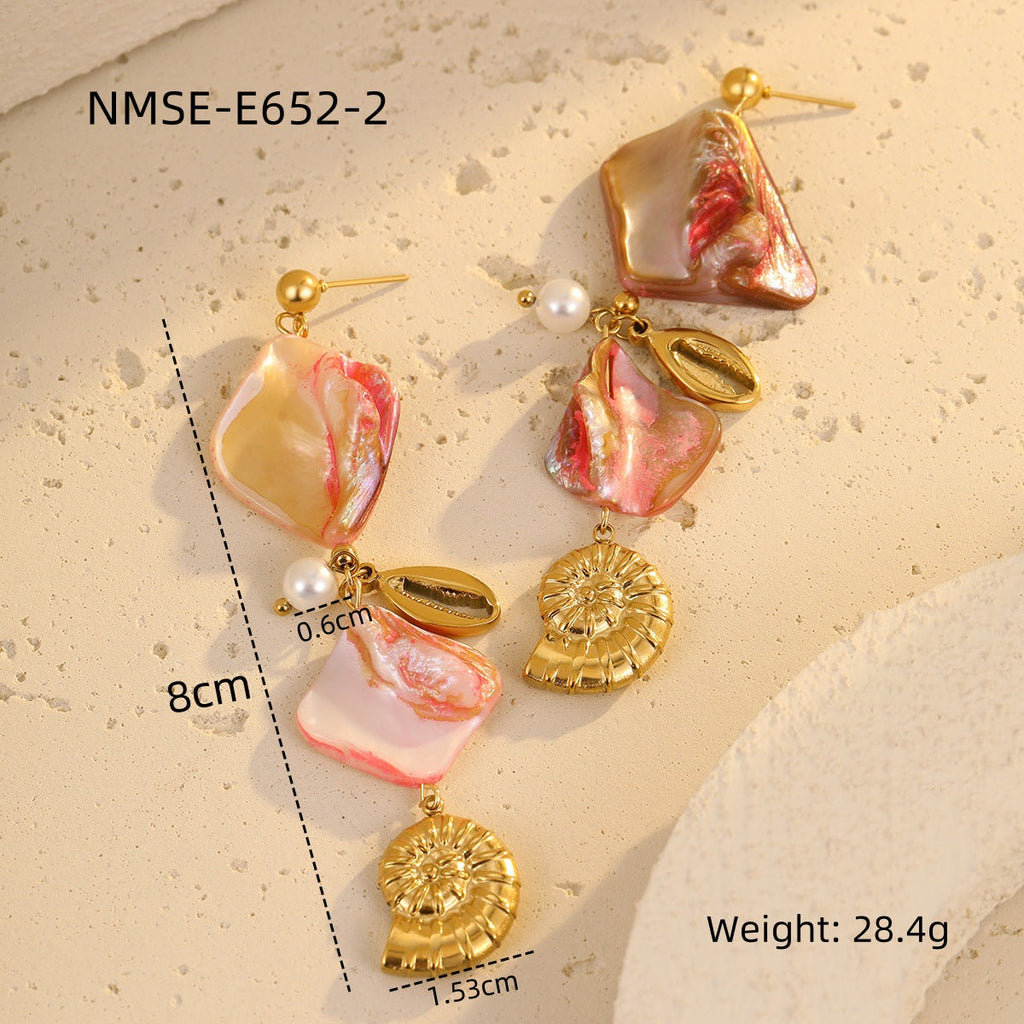Ocean Series Beach Vacation Necklace Bracelet Earrings Shell Starfish Stainless Steel Summer Ornament