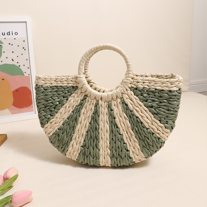 Woven Bag Semicircle Straw Bag Handbag Vacation Beach Bag Women Bag