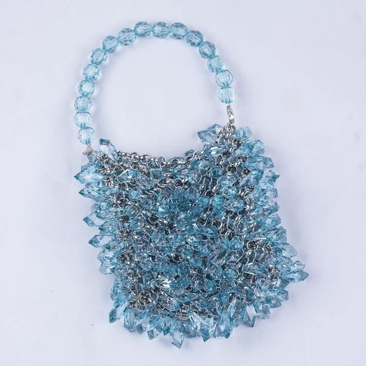 Transparent Crystal Handmade Bag Luxury Handbag Women Handmade Acrylic Bead Water Drop Handbag