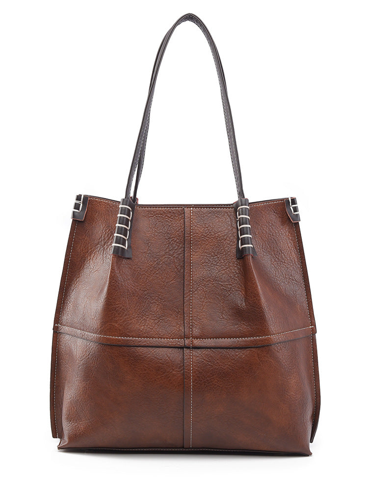 Tote Bag Large Capacity Simple Women Bag Stitching Shoulder Bag Stylish Good Texture Handbag