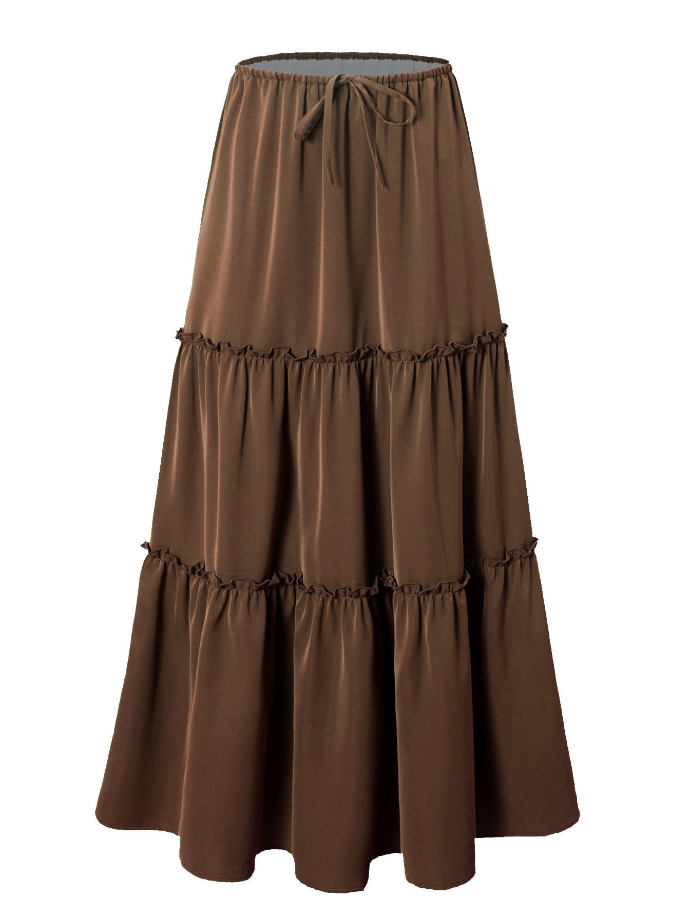 Women High Waist Elastic Pocket Long Adjustable Lace up Skirt Women