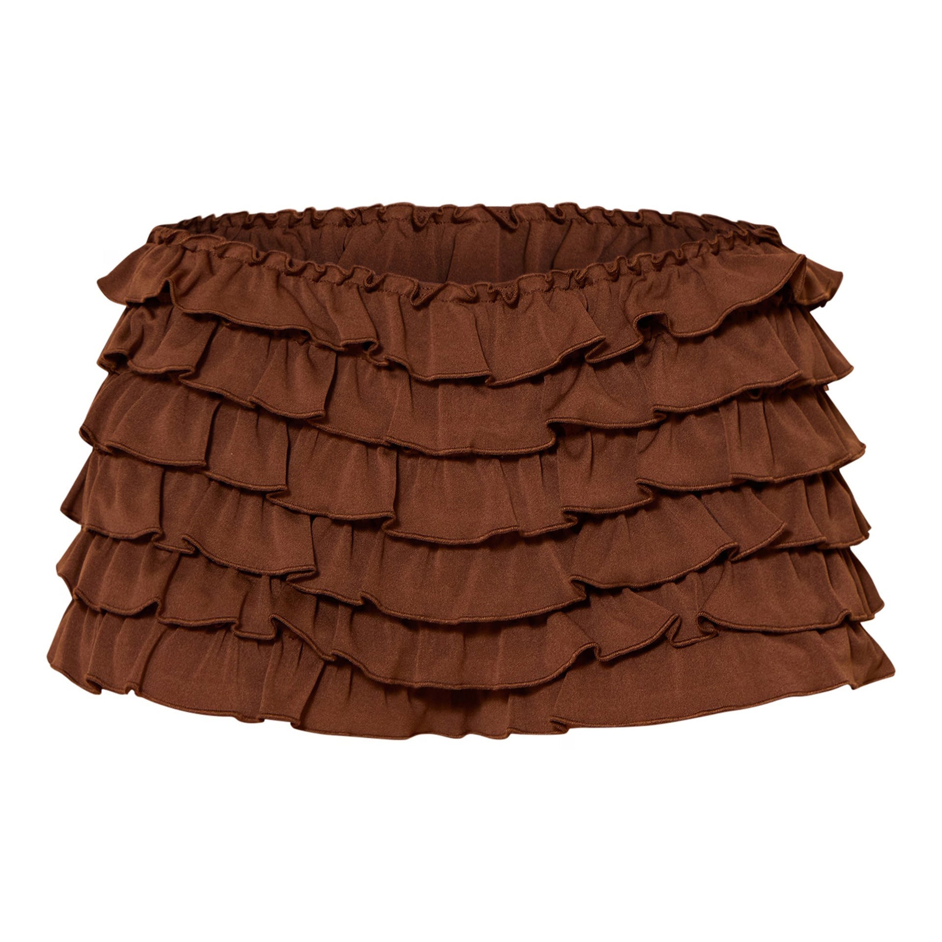 Women Clothing Solid Color Frill Wavy Casual Lantern Dress Short Skirt Culottes