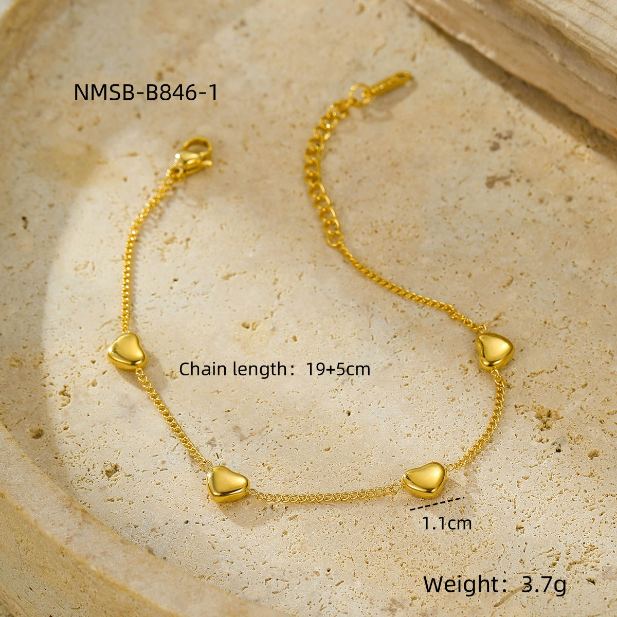 18K Gold Stainless Steel Heart Tassel Necklace Bracelet Titanium Steel Ornament