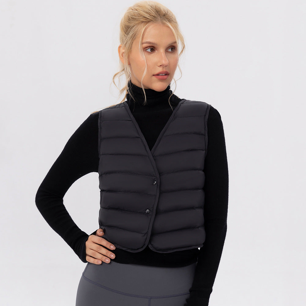 Autumn Winter Warm Yoga down Jacket Vest Women Portable Outdoor Sports Training Running Sports down Vest
