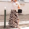 Autumn Winter Skirt Mesh Floral Print Split Casual Vacation Skirt
