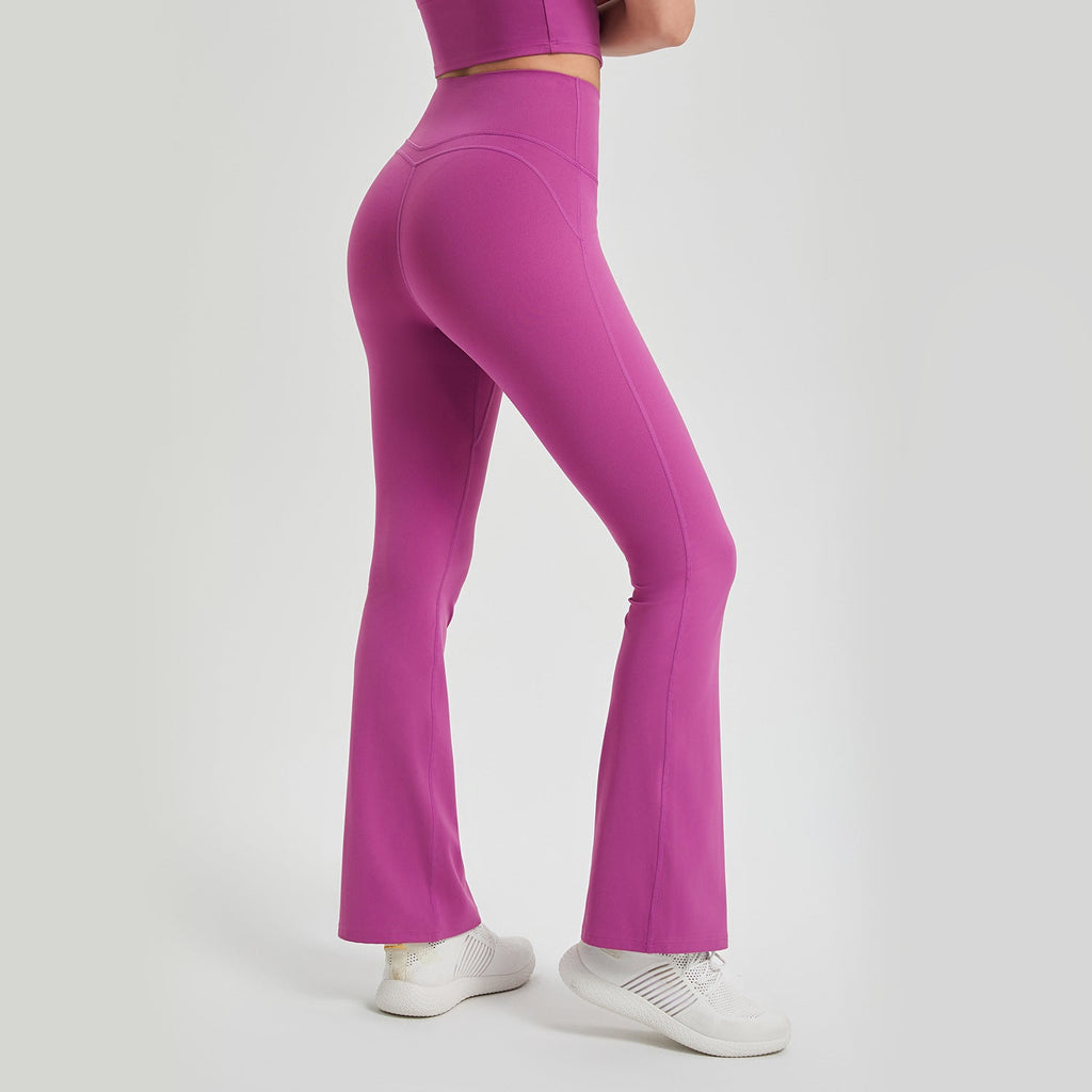Antibacterial Wear Free Underwear High Waist Peach Hip Raise Yoga Pants Anti Curling Outer Wear Running Workout Pants Fitness Bootcut Trousers