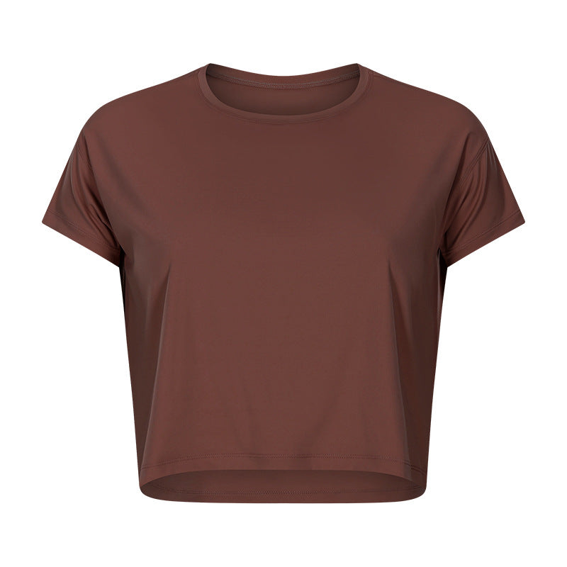 Sexy Cropped Yoga T shirt Women Quick Drying Loose Breathable Outdoor Sports Workout Clothes