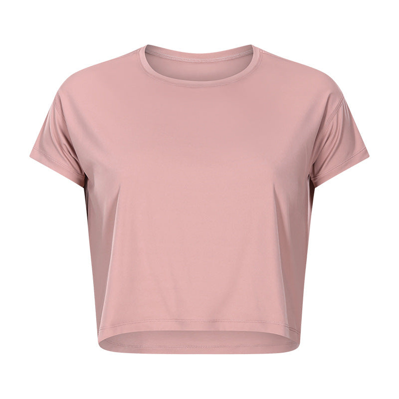 Sexy Cropped Yoga T shirt Women Quick Drying Loose Breathable Outdoor Sports Workout Clothes