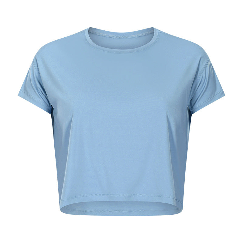Sexy Cropped Yoga T shirt Women Quick Drying Loose Breathable Outdoor Sports Workout Clothes