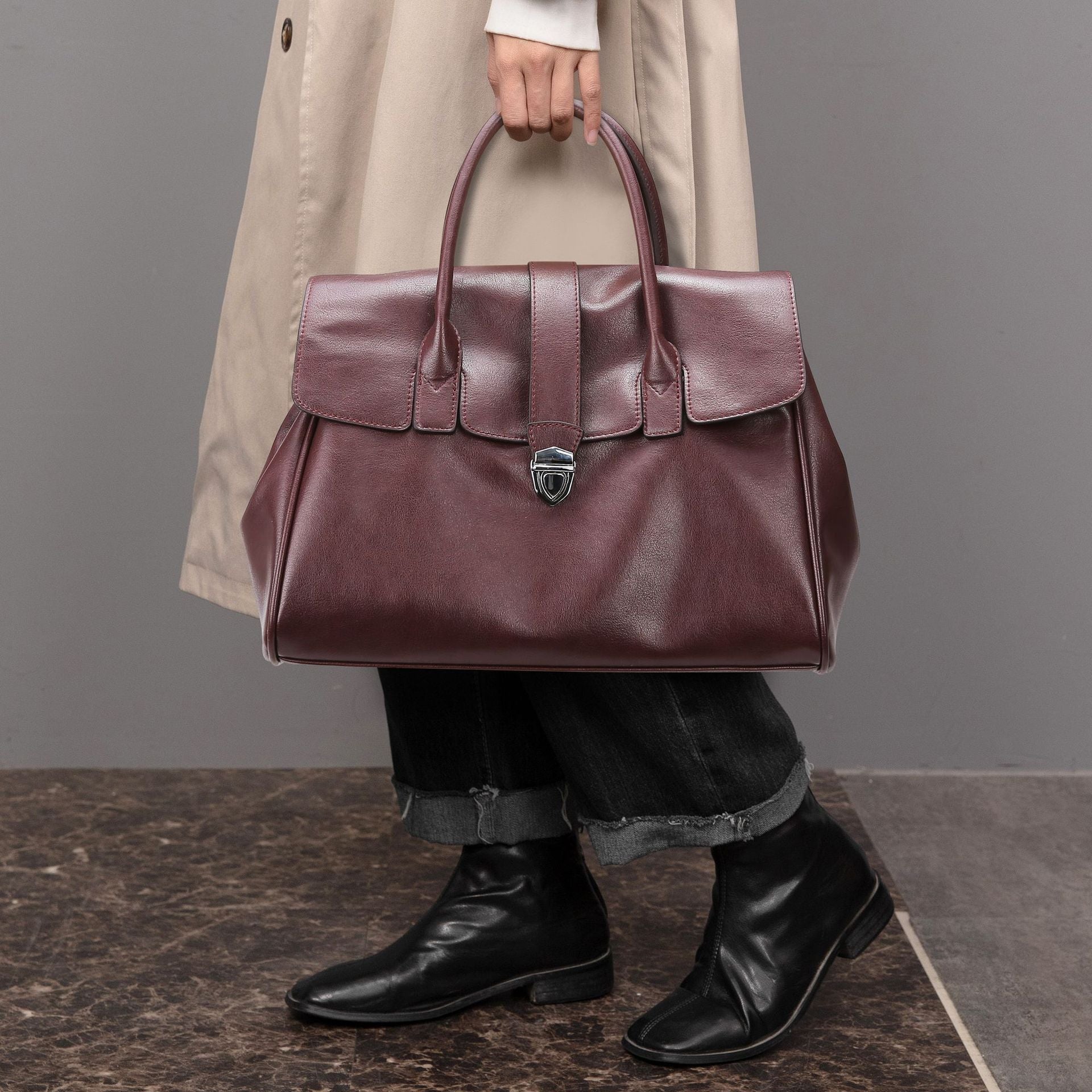 Handbags Women Autumn Winter Soft Leather Tote High Sense Large Capacity Office Women Bag